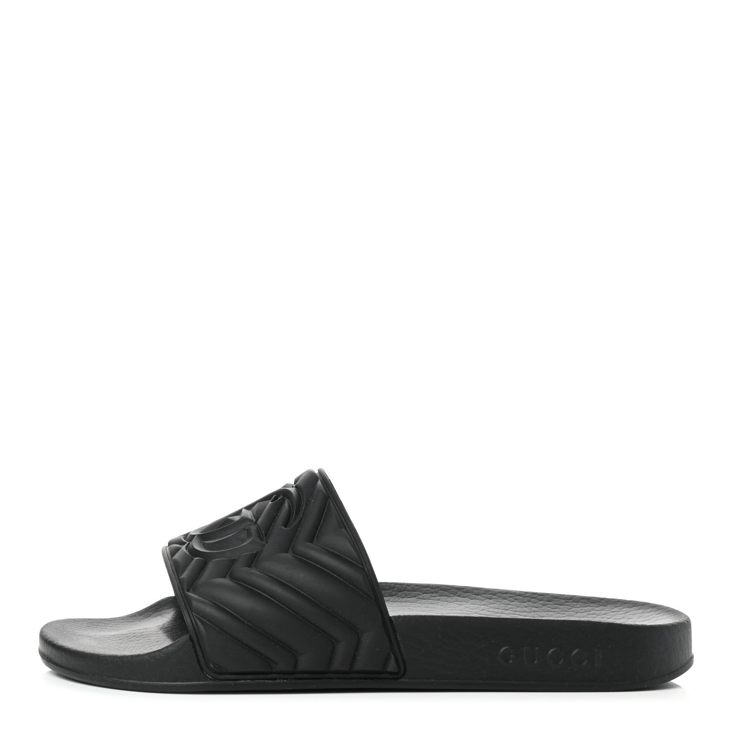 Gucci Rubber Matelasse Mens Slide Sandals 8 Black 1 of 7