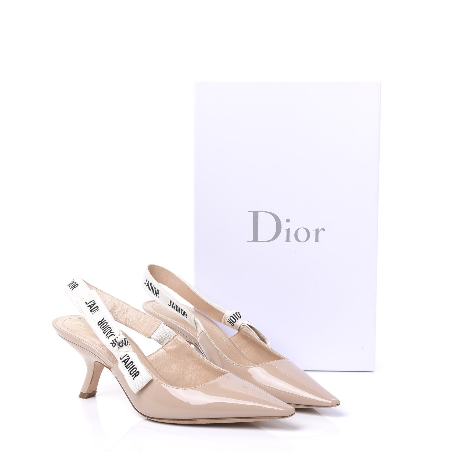 Christian Dior Patent Ribbon J'Adior Slingback 65mm Pumps 37.5 Nude 9 of 9