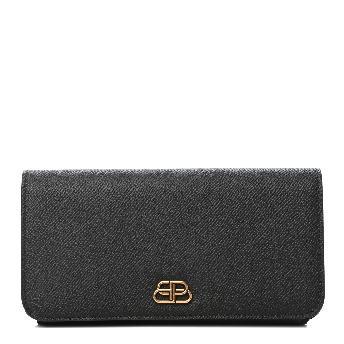 Grained Calfskin BB Thin Money Wallet Black