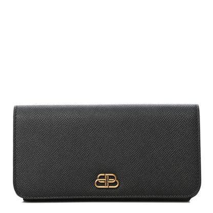 Balenciaga Grained Calfskin BB Thin Money Wallet Black 1 of 7