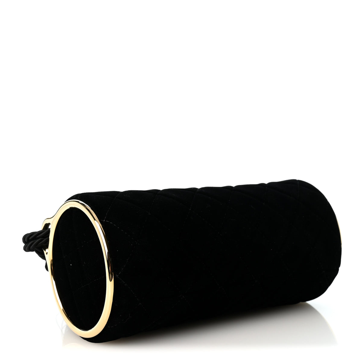 Velvet Quilted Clutch With Strap Black