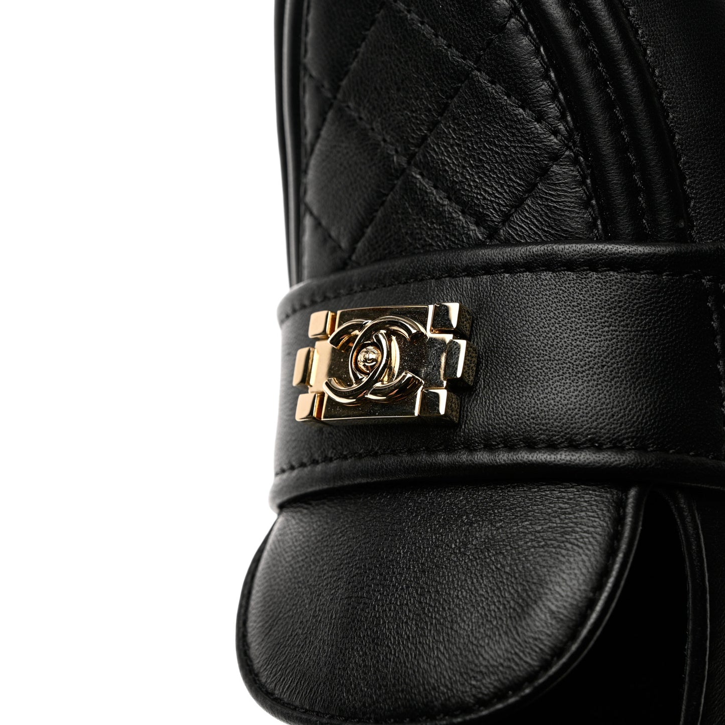 Lambskin Quilted Boy Loafers 38 Black