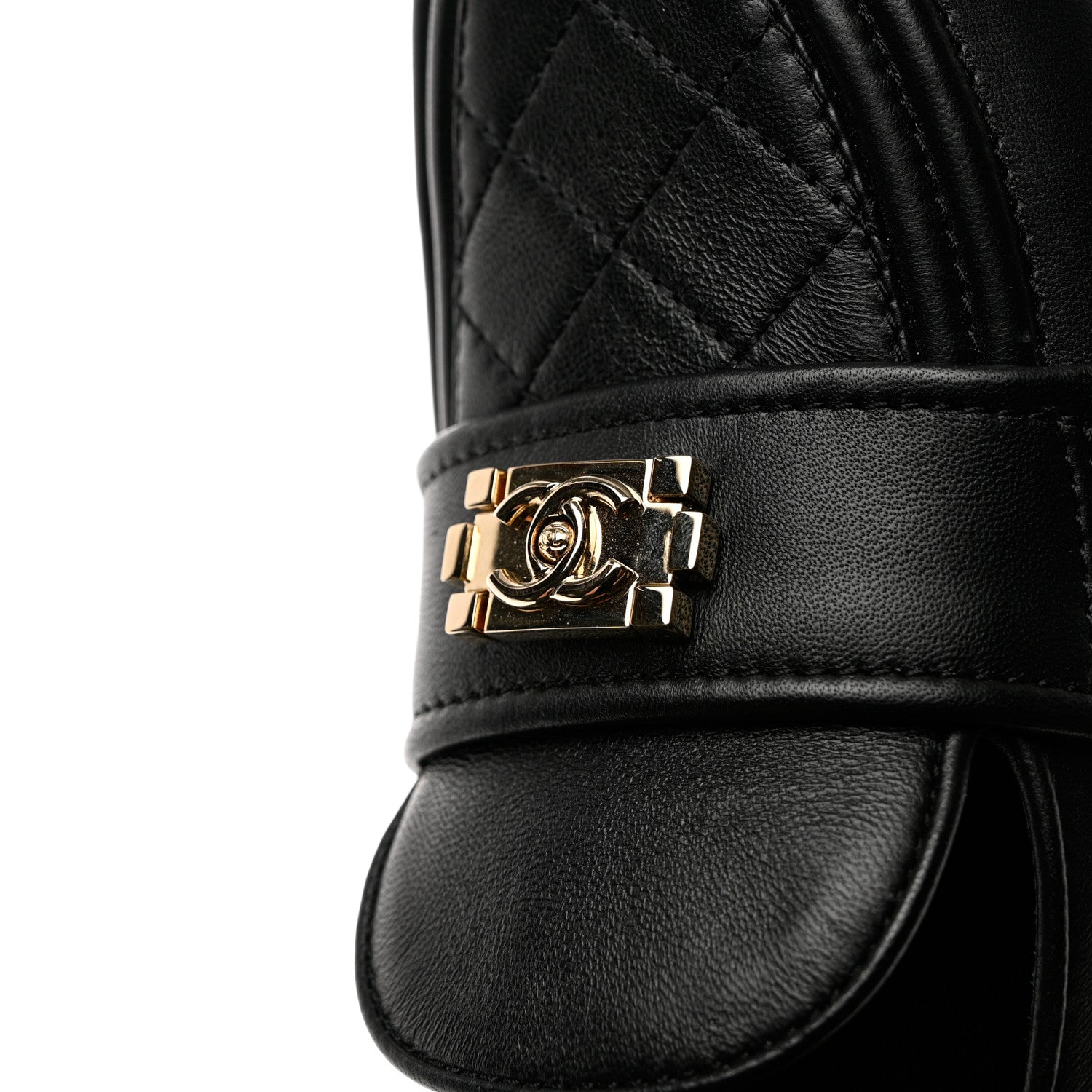 Chanel Lambskin Quilted Boy Loafers 38 Black 10 of 12