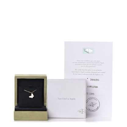 Van Cleef & Arpels 18K Yellow Gold Mother of Pearl Sweet Alhambra Butterfly Pendant Necklace 8 of 8