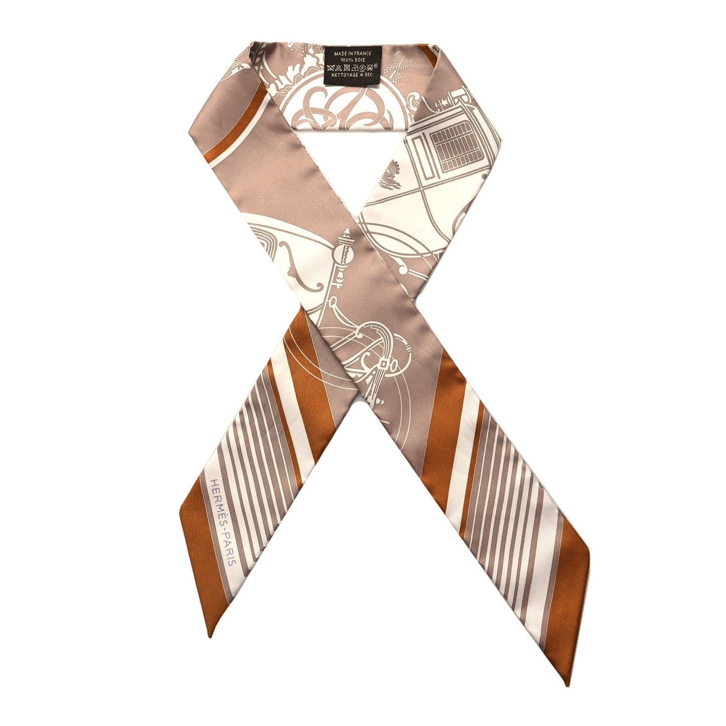 Silk Ex-Libris Twilly Beige White Caramel