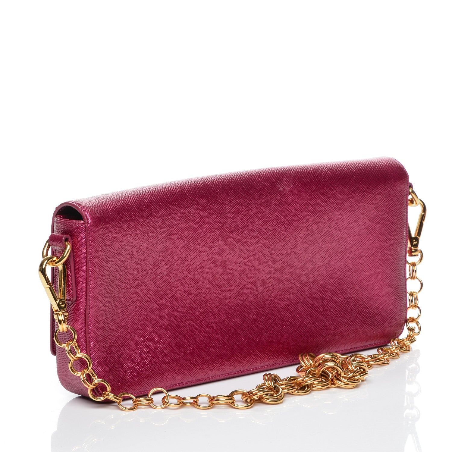 Prada Metallic Saffiano Metal Chain Wallet Ametista 3 of 7