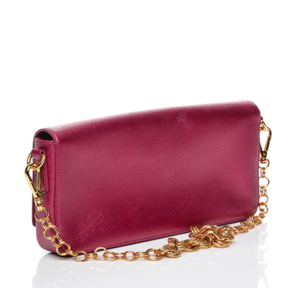 Prada Metallic Saffiano Metal Chain Wallet Ametista 3 of 7
