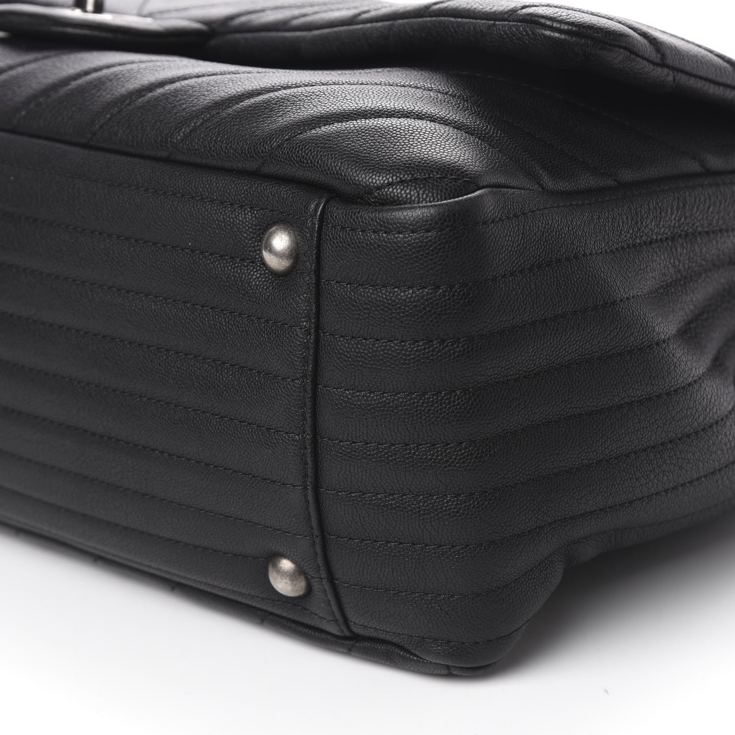 Chanel Calfskin Chevron Quilted XXL Travel Flap Bag Black 11 of 12