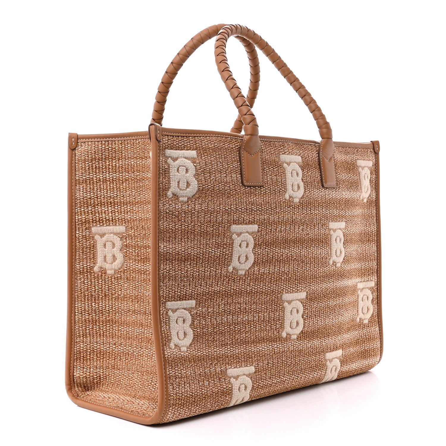 Burberry Raffia Calfskin Medium Freya Tote Natural 3 of 10