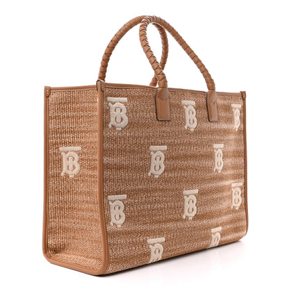 Burberry Raffia Calfskin Medium Freya Tote Natural 3 of 10