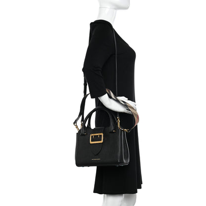 Burberry Soft Grain Calfskin Small Buckle Tote Black 2 of 10