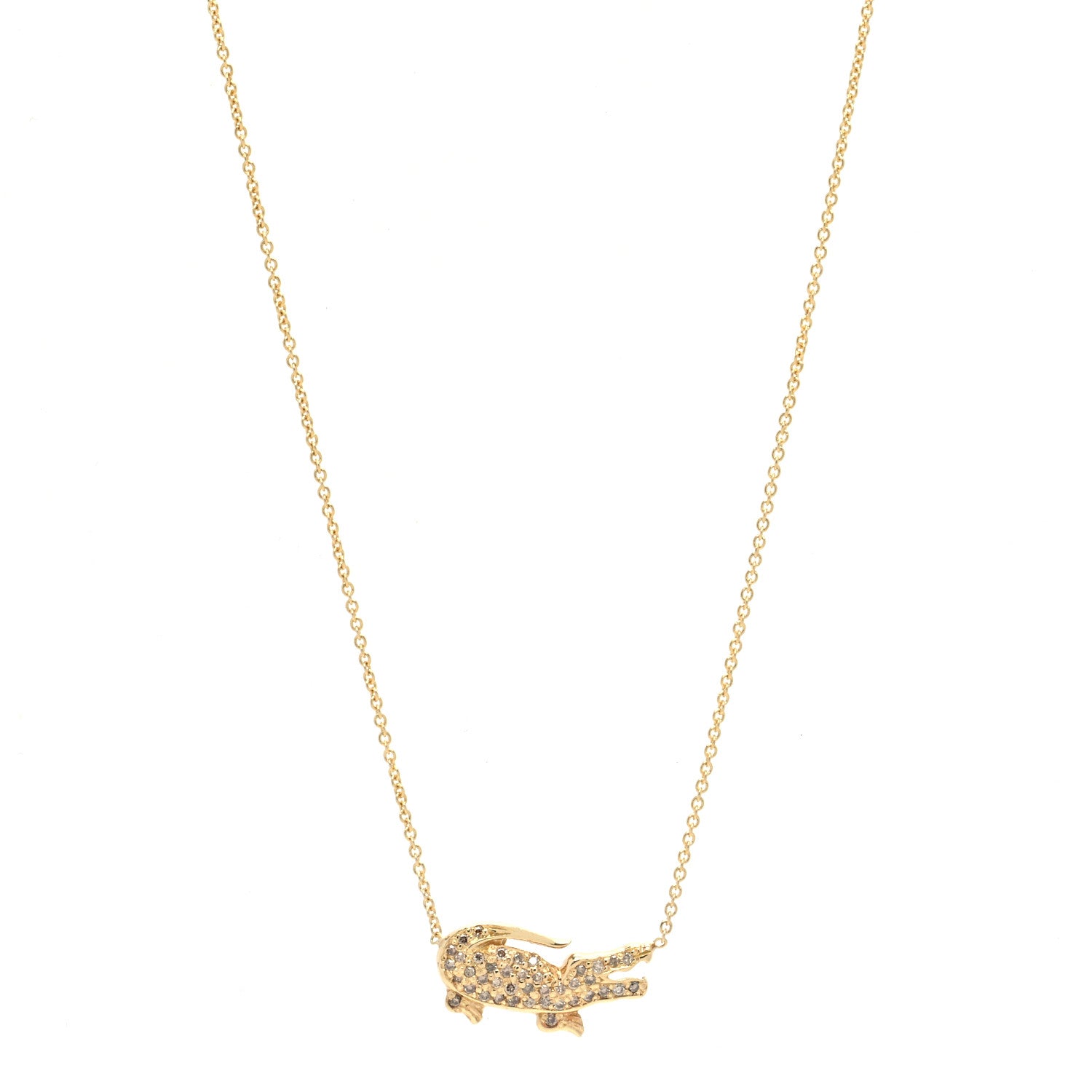 Roberto Coin 18K Yellow Gold Cognac Diamond Alligator Pendant Necklace 1 of 6