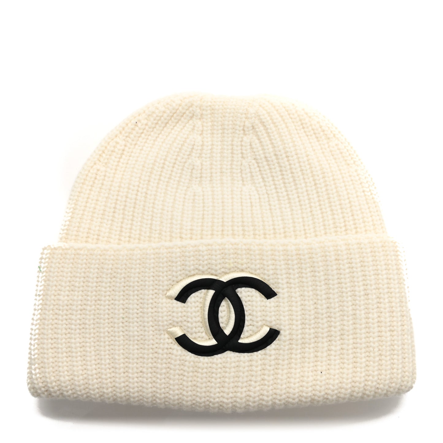 Wool Cashmere CC Beanie Hat White Black