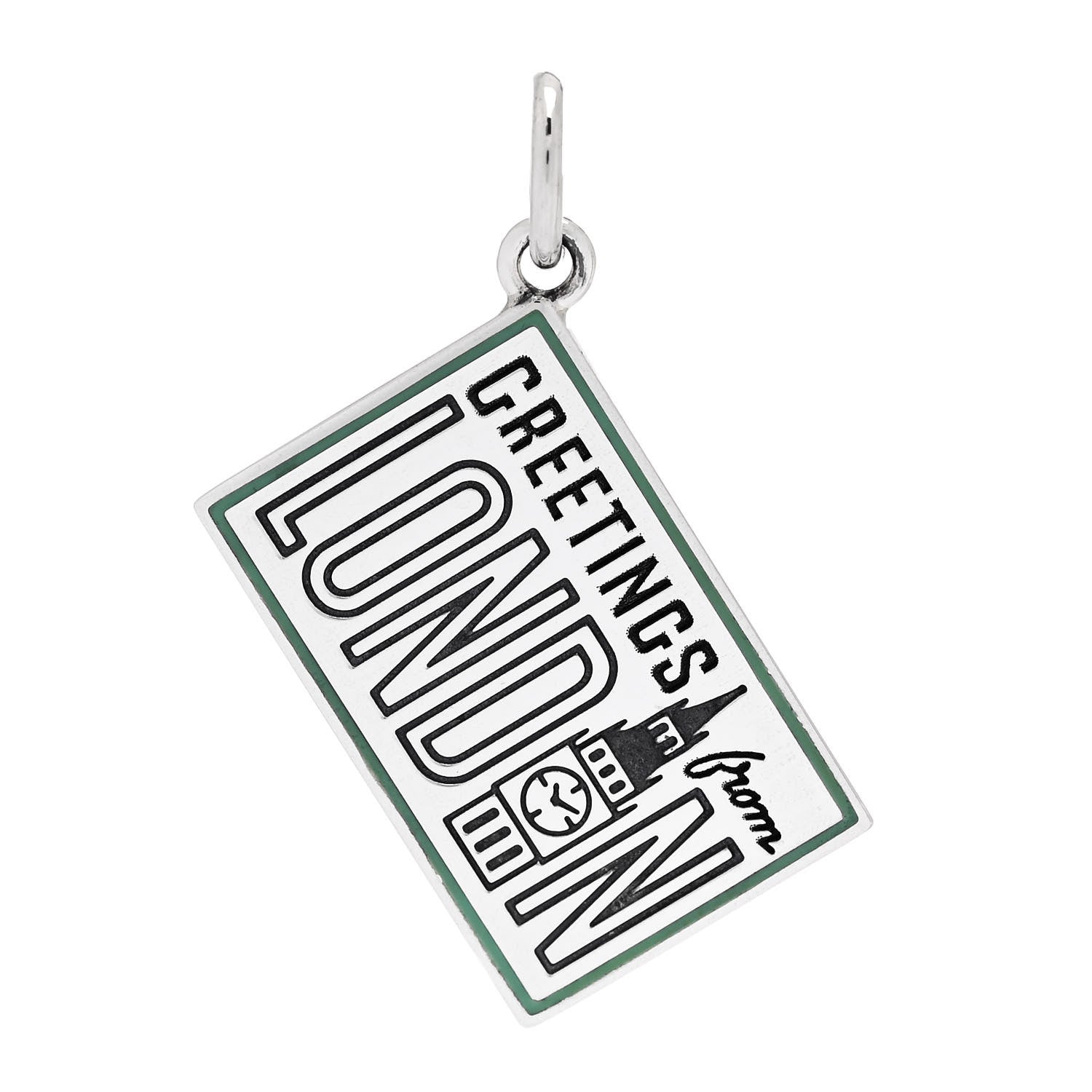 Tiffany Sterling Silver Enamel London Postcard Charm Blue 1 of 5
