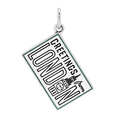 Tiffany Sterling Silver Enamel London Postcard Charm Blue 1 of 5