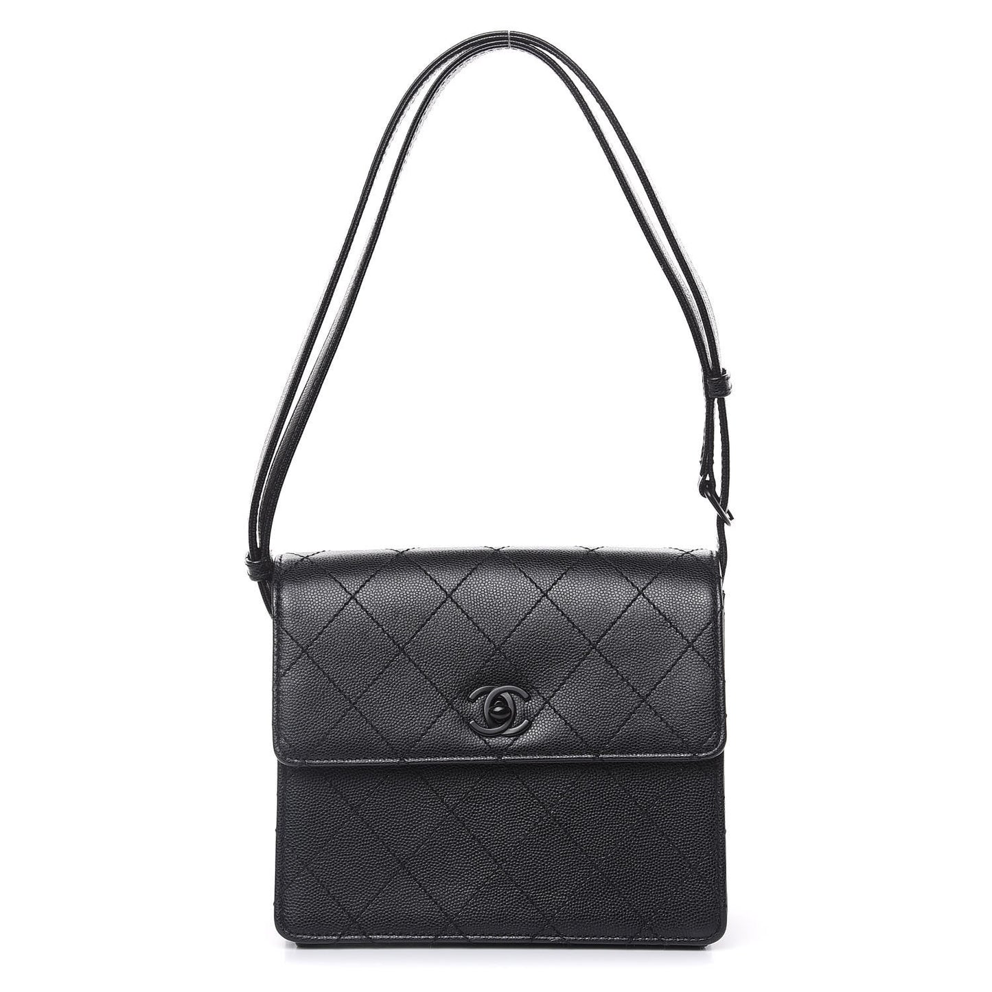 Caviar Diamond Stitched Square Flap So Black