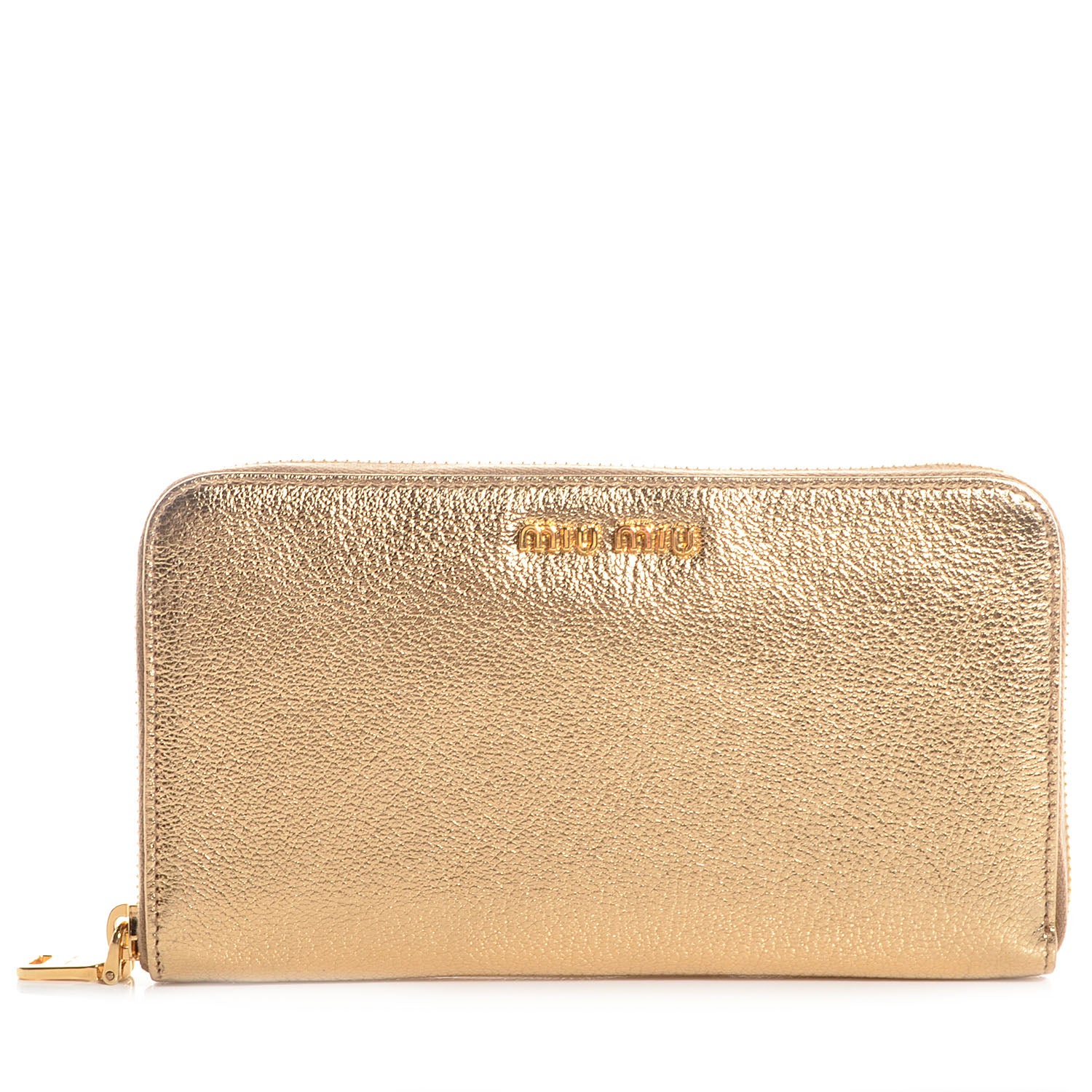 Miu Miu Goatskin Madras Zip Around Wallet Platinum 1 of 11