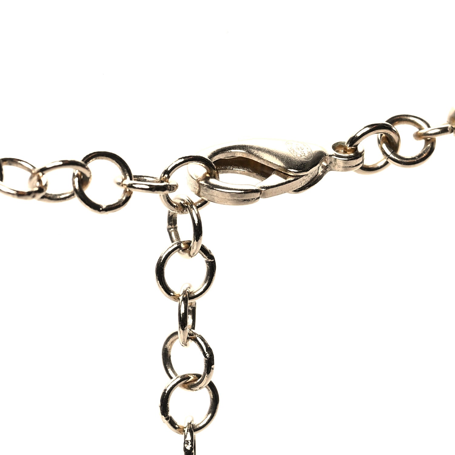 Chanel Calfskin Pearl Metal CC Bow Necklace Gold White Black 4 of 5