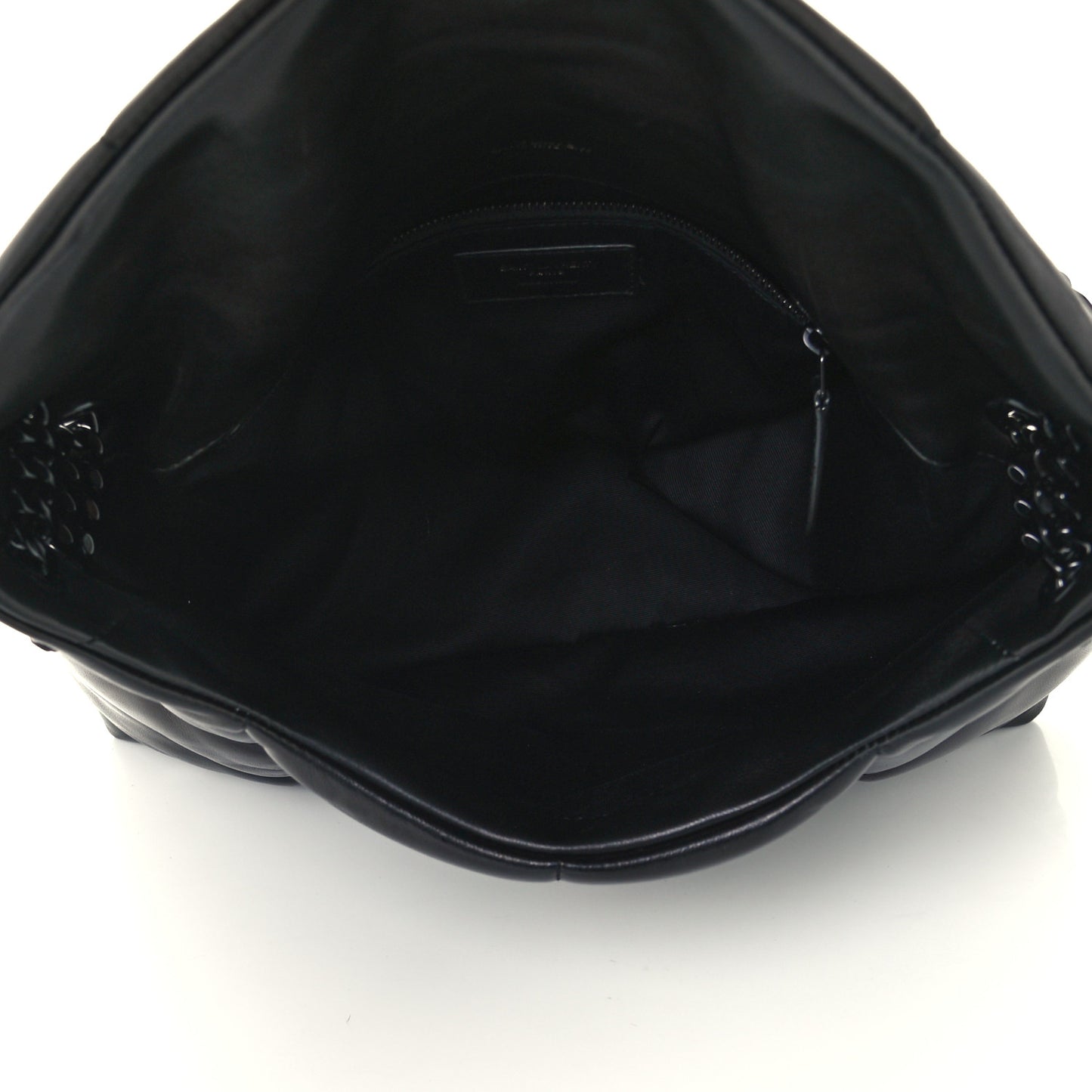 Lambskin Quilted Medium Loulou Puffer Monogram Chain Satchel Black