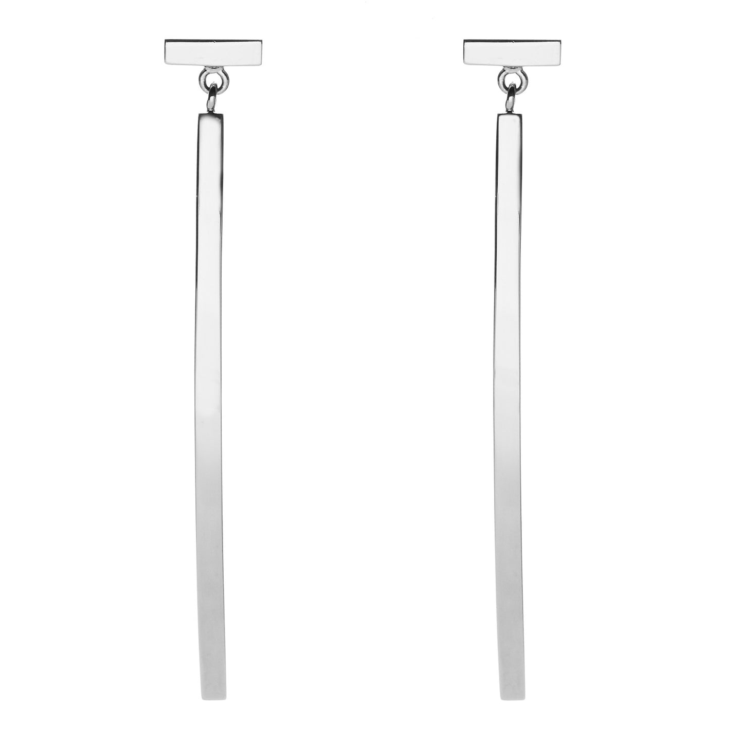 18K White Gold T Bar Earrings