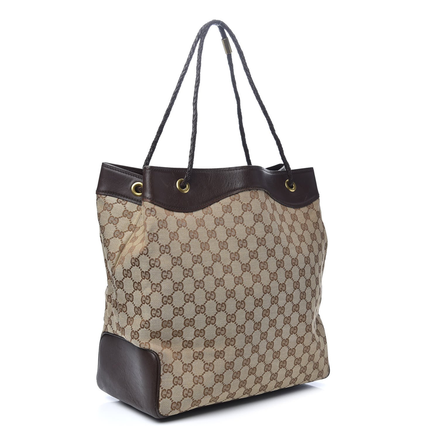 Gucci Monogram Braided Tote Dark Brown 3 of 9