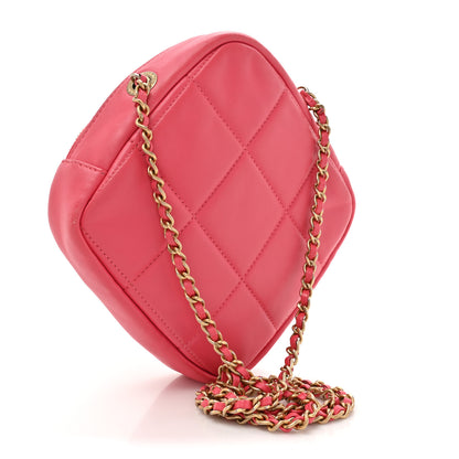 Chanel Lambskin Quilted Diamond Clutch With Chain Pink 3 of 17