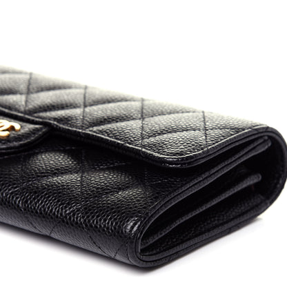 Chanel Caviar Quilted Large Gusset Flap Wallet Black 7 of 10