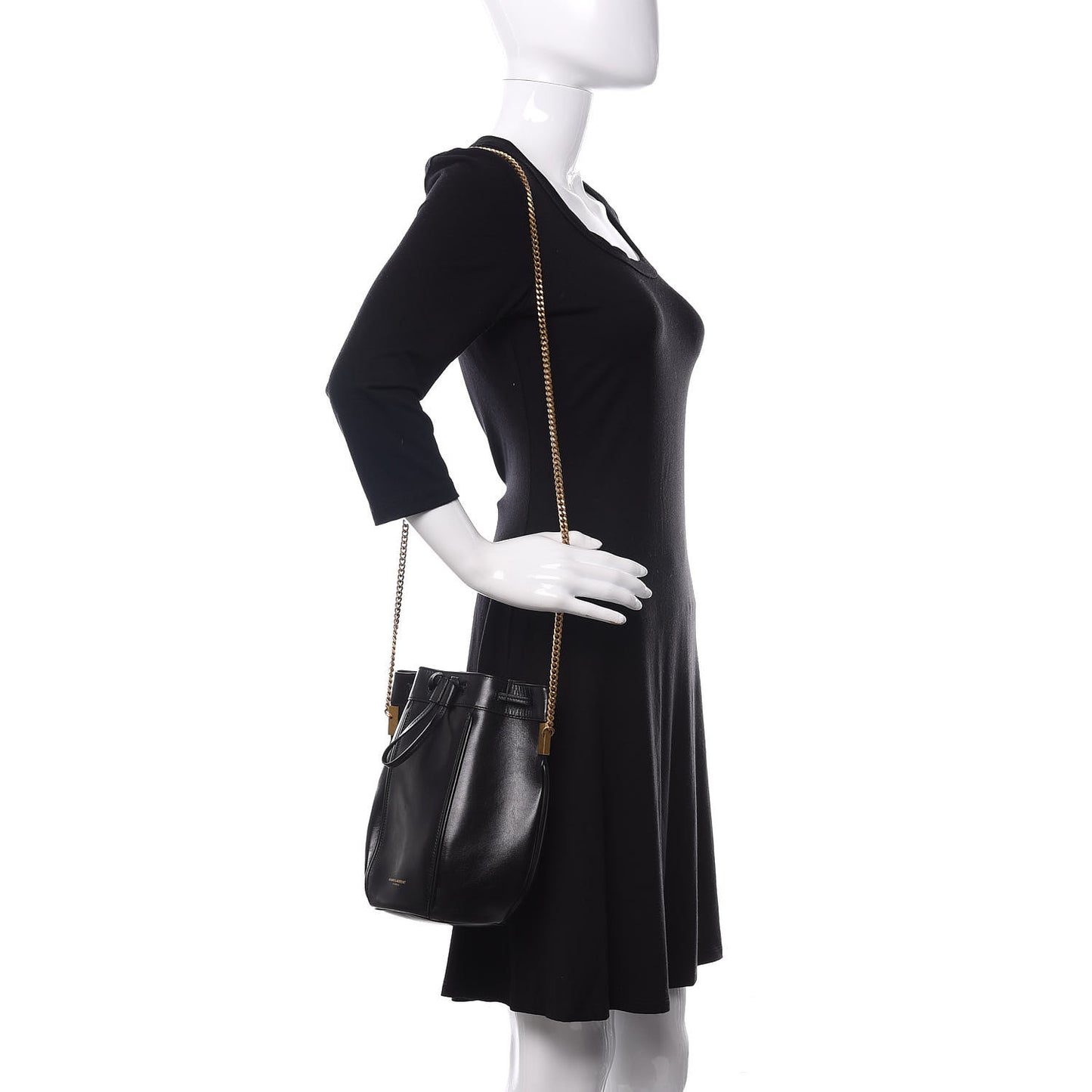 Smooth Calfskin Small Talitha Bucket Bag Black