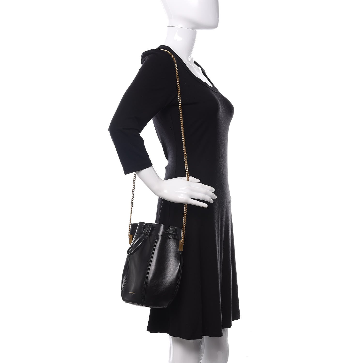 Saint Laurent Smooth Calfskin Small Talitha Bucket Bag Black 2 of 9