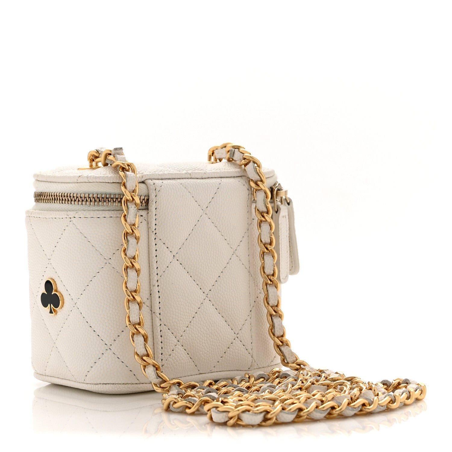 Chanel Caviar Quilted Enamel Coco Casino Mini Vanity Case With Chain White 3 of 11