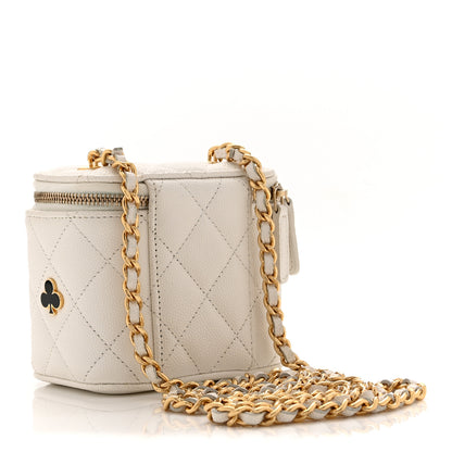 Chanel Caviar Quilted Enamel Coco Casino Mini Vanity Case With Chain White 3 of 11