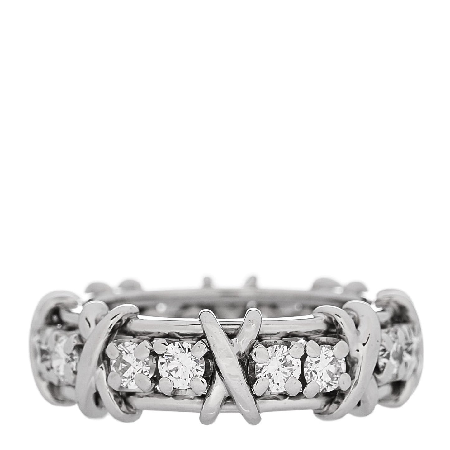 Platinum Diamond Schlumberger Sixteen Stone Ring 53 6.25