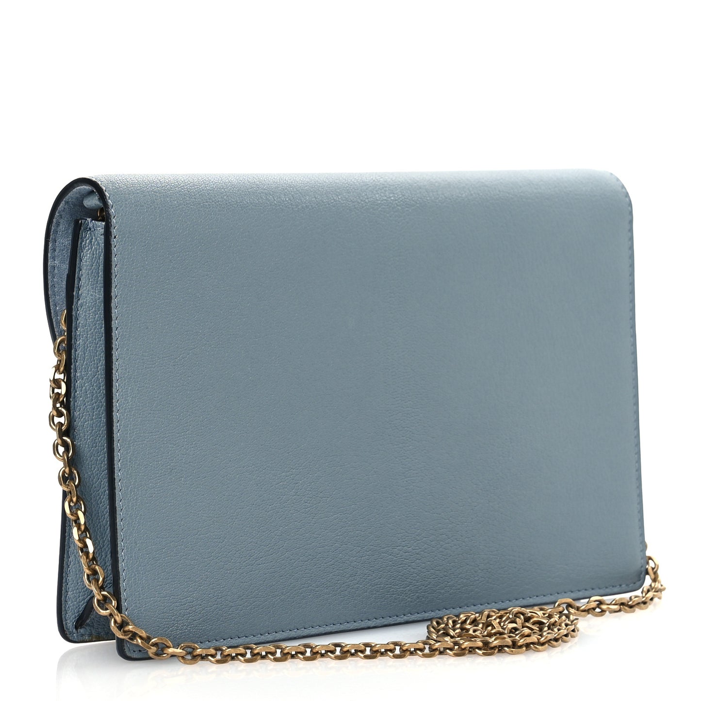 Goatskin Saddle Chain Pouch Cloud Blue
