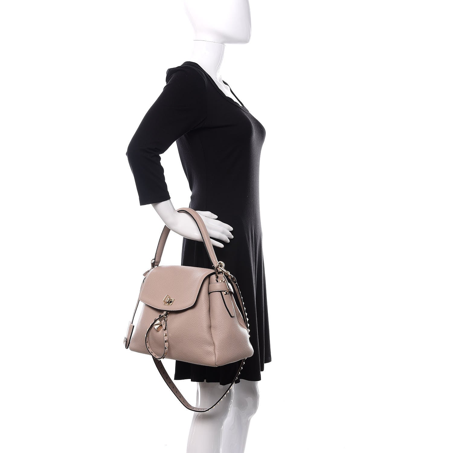Valentino Garavani Pebbled Calfskin Rockstud Twiny Top Handle Bag Poudre 3 of 11