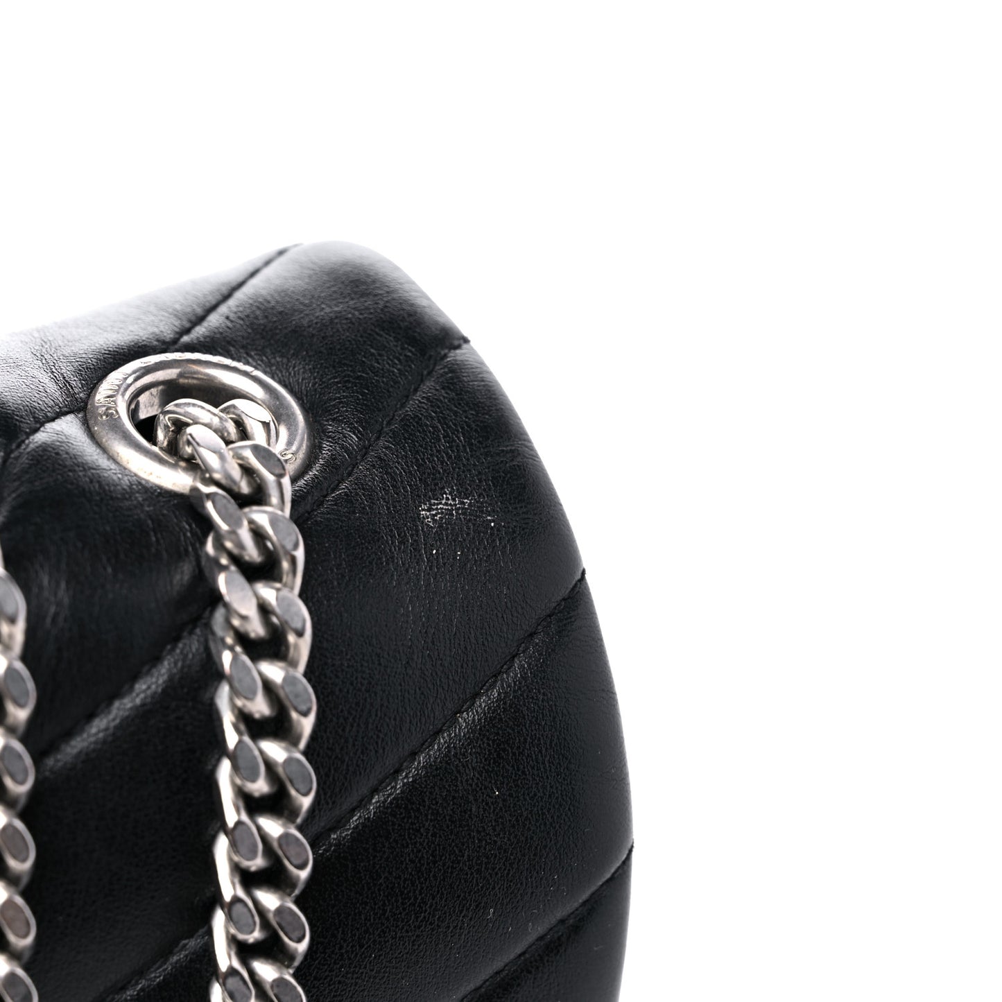 Calfskin Y Quilted Monogram Medium Loulou Chain Satchel Black