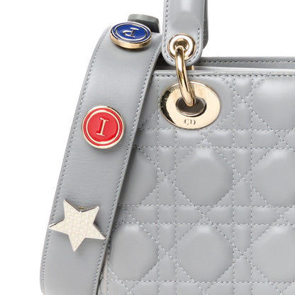 Christian Dior Lambskin Cannage Small Lucky Badges Lady Dior Grey 8 of 10