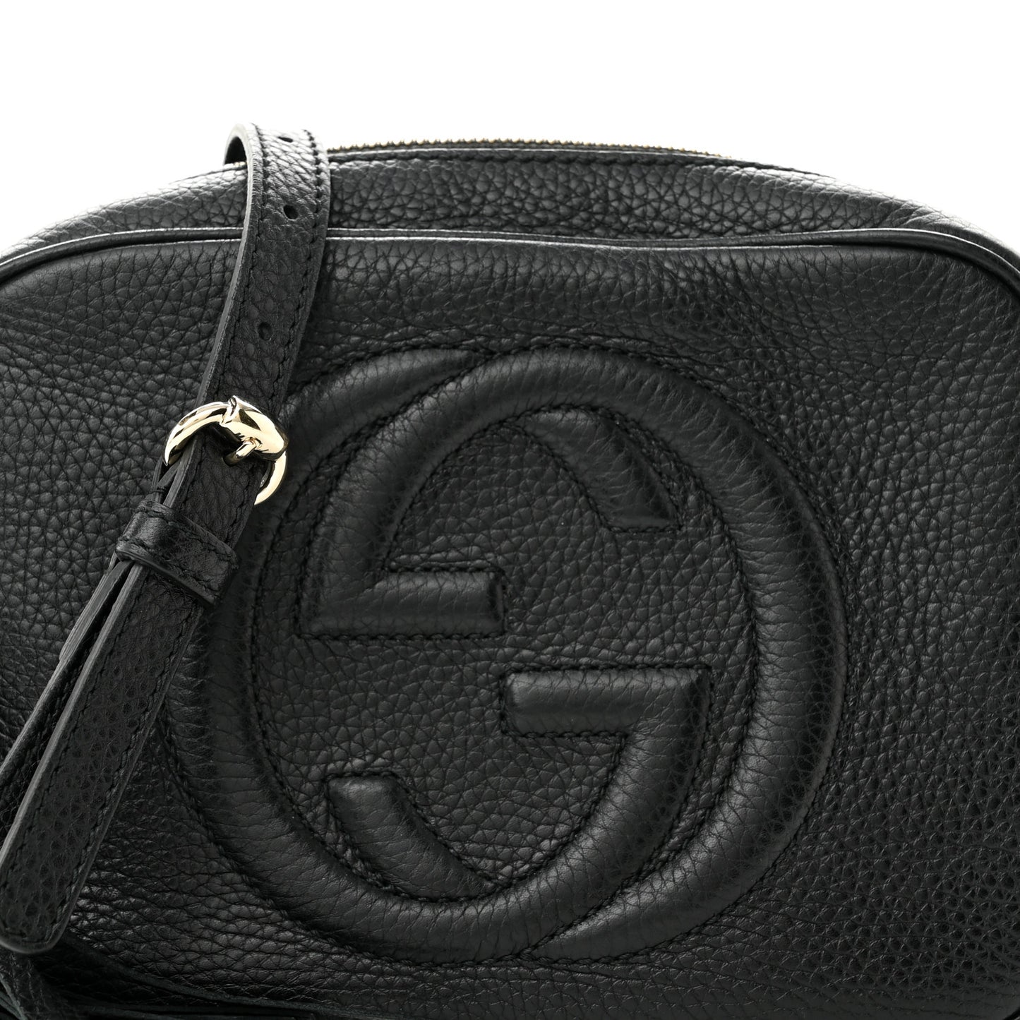Pebbled Calfskin Small Soho Disco Bag Black
