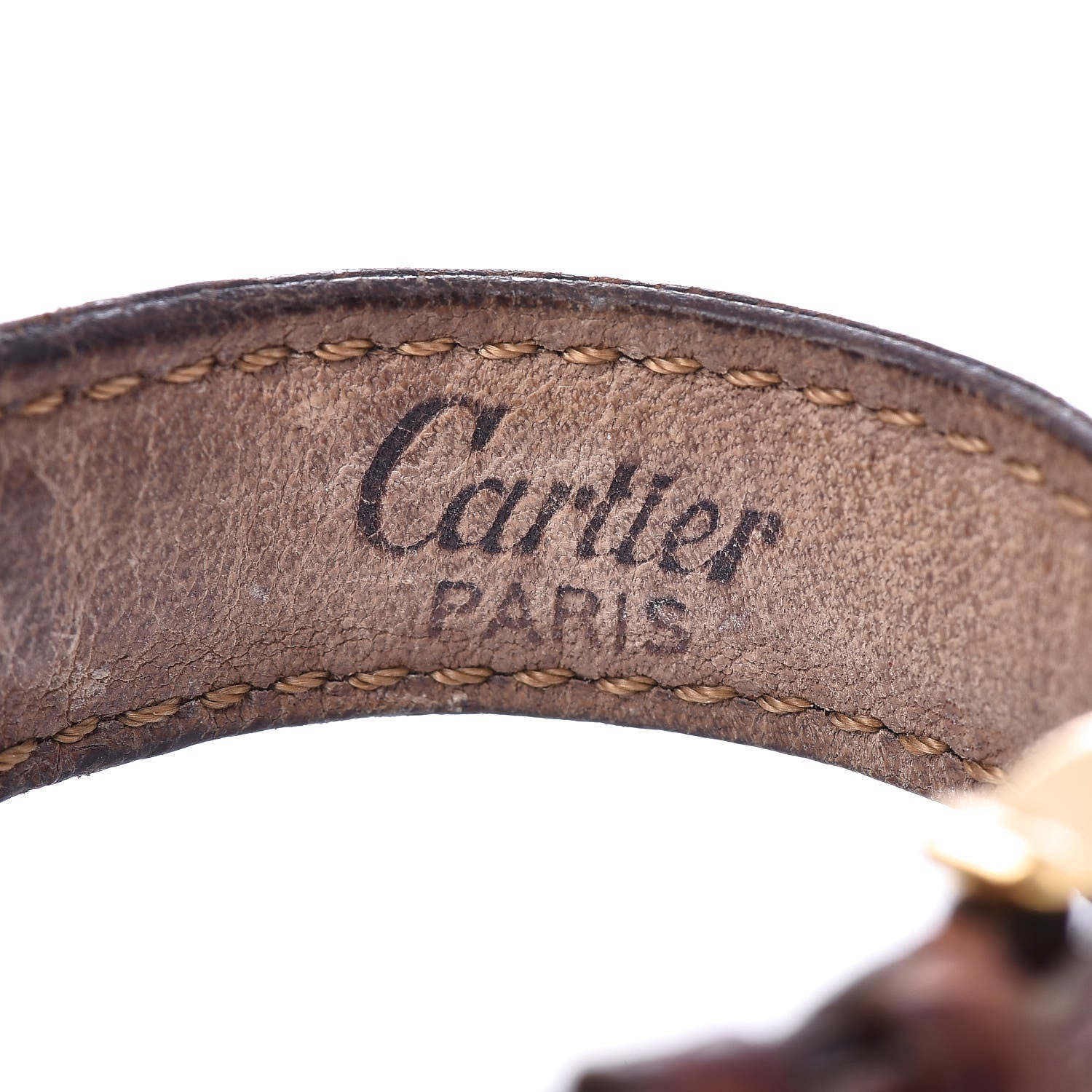 Cartier Sterling Silver Vermeil Alligator 20mm Must de Tank Quartz Watch Brown 7 of 7