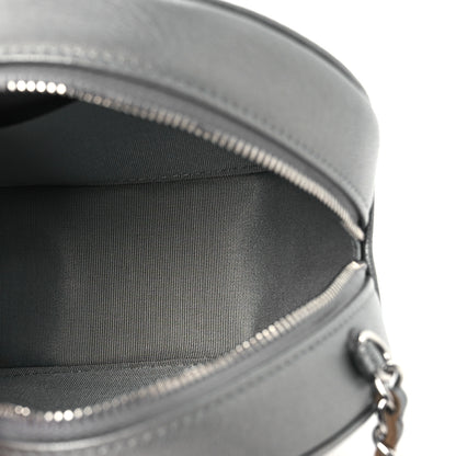 Chanel Goatskin Camellia Embossed Round Clutch With Chain Grey 5 of 11