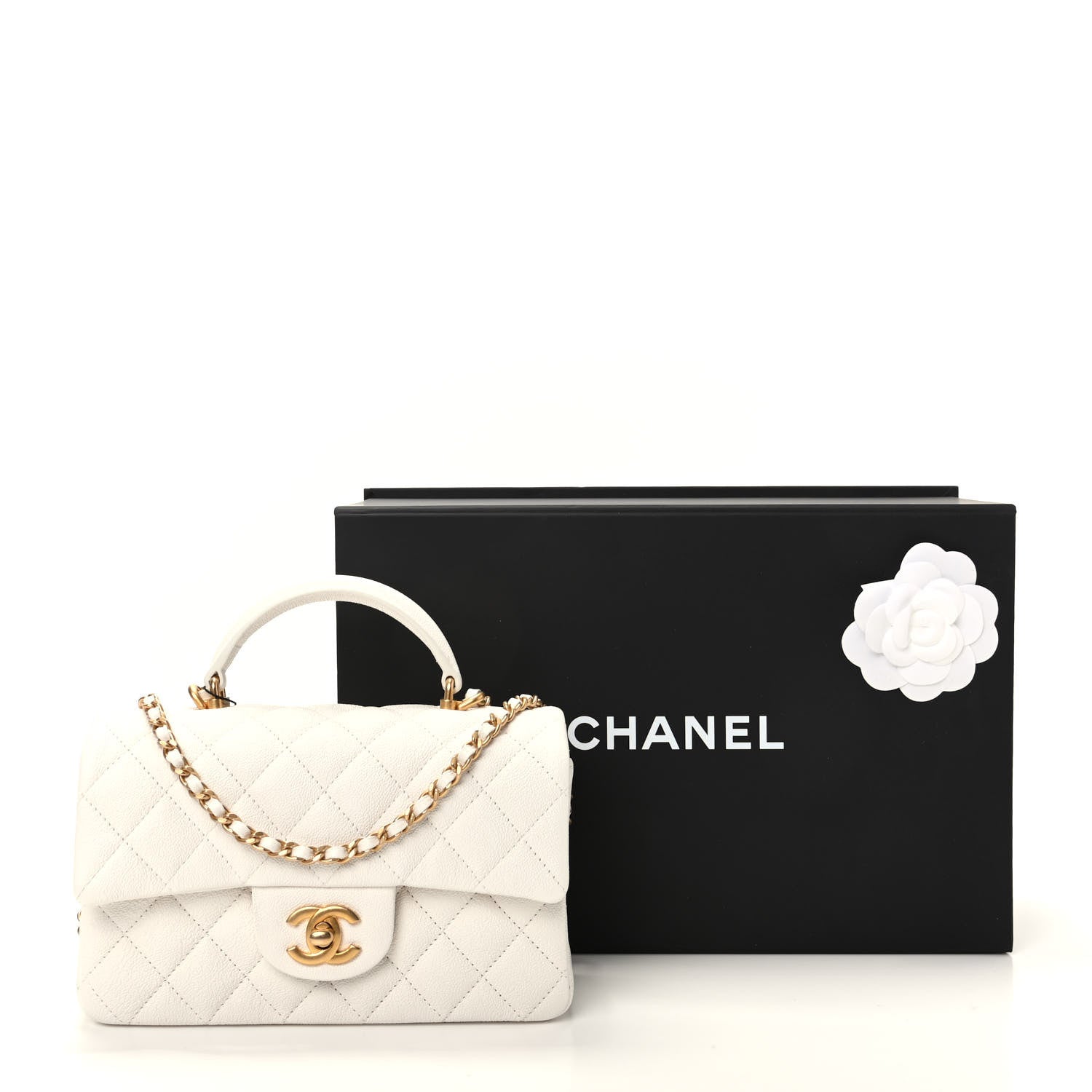 Chanel Caviar Quilted Mini Top Handle Rectangular Flap White 10 of 10