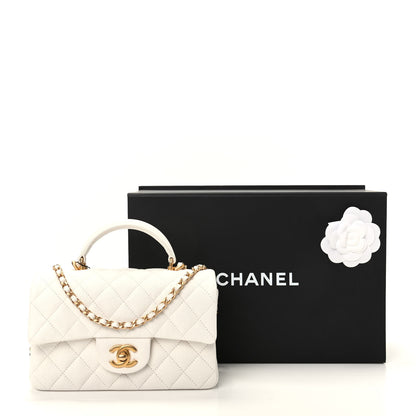 Chanel Caviar Quilted Mini Top Handle Rectangular Flap White 10 of 10
