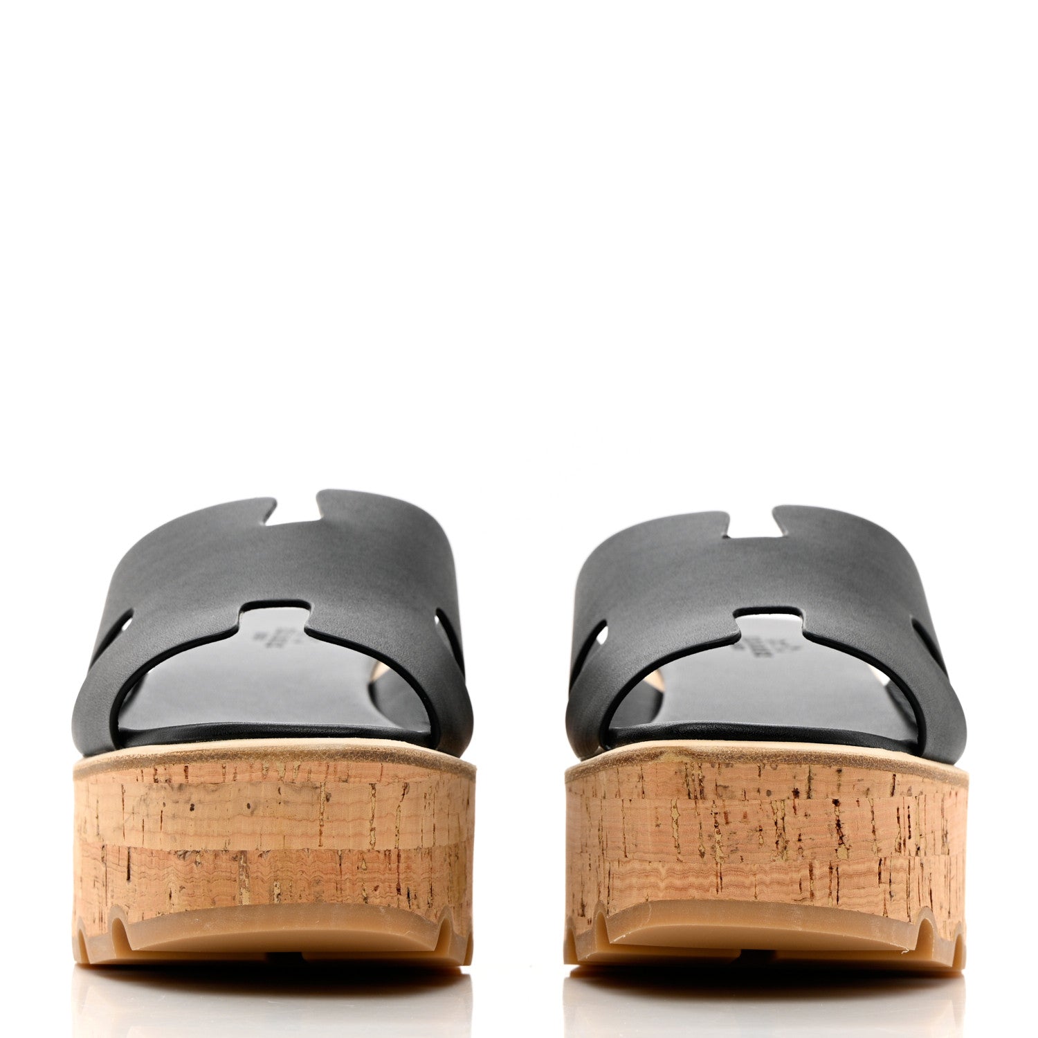 Hermes Calfskin Cork Eze 30 Sandals 37 Black 2 of 10