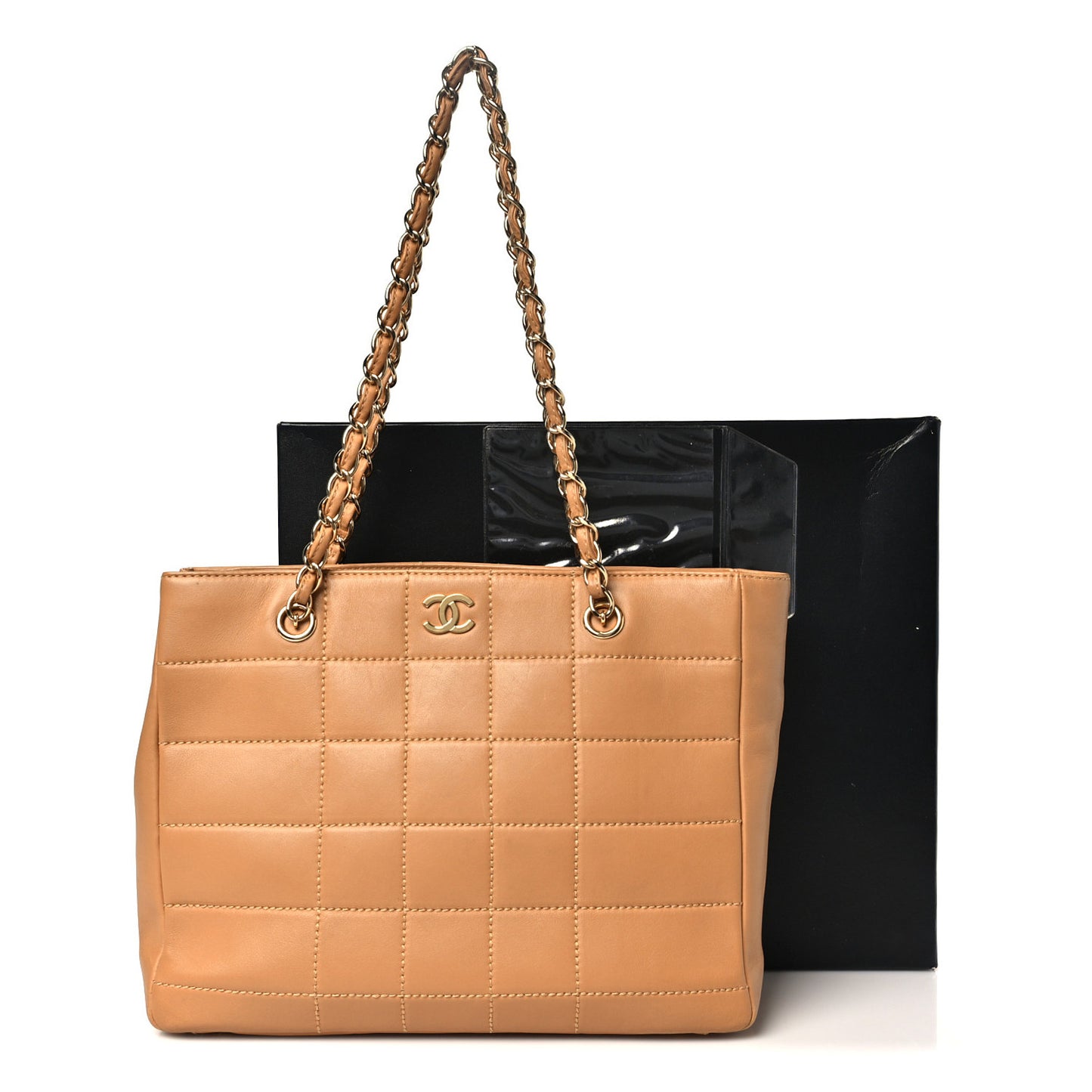 Lambskin Square Quilted Tote Beige
