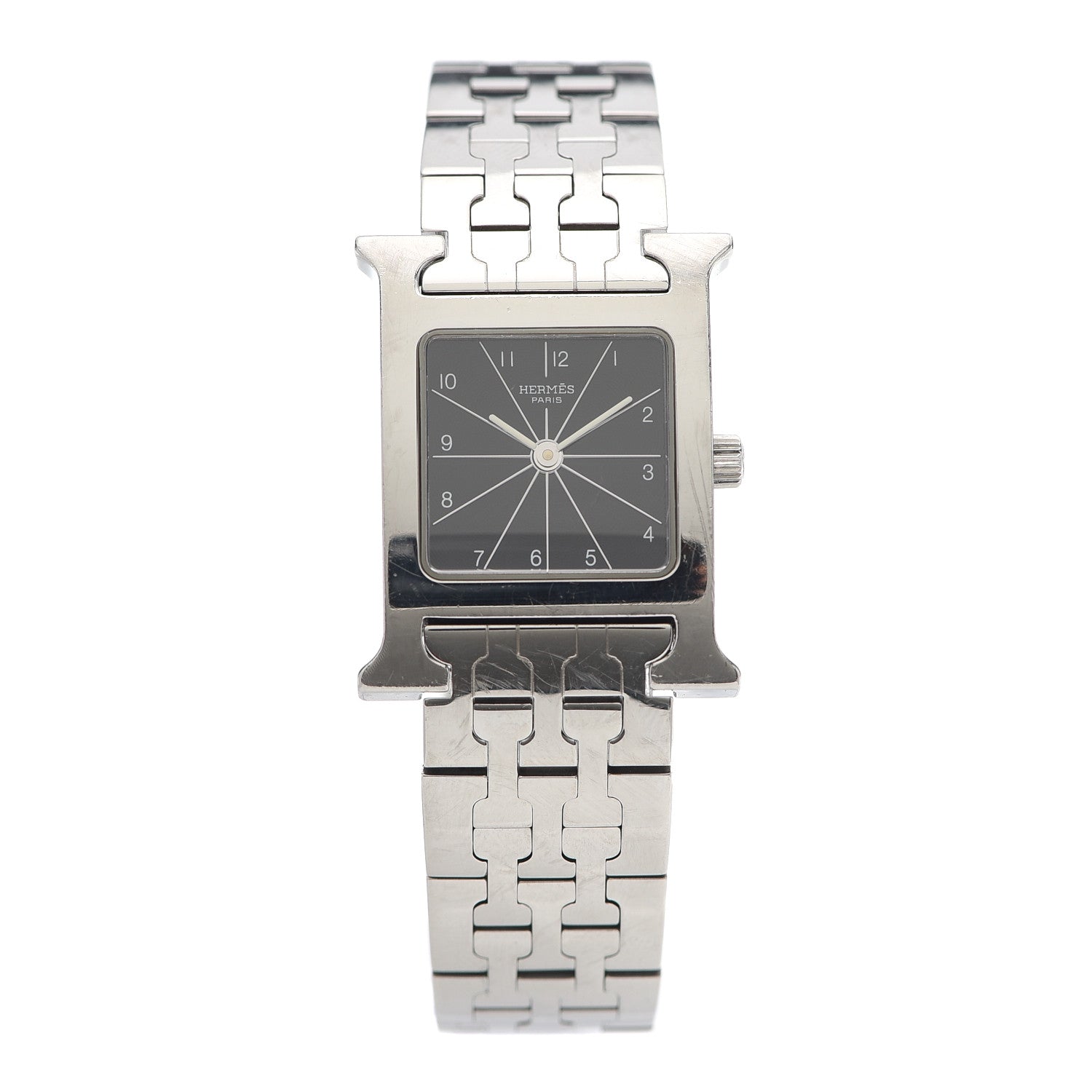 Hermes Stainless Steel 21mm Heure H Hour Quartz Watch Black 1 of 6