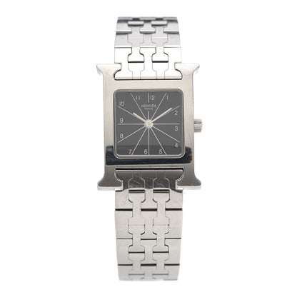 Hermes Stainless Steel 21mm Heure H Hour Quartz Watch Black 1 of 6