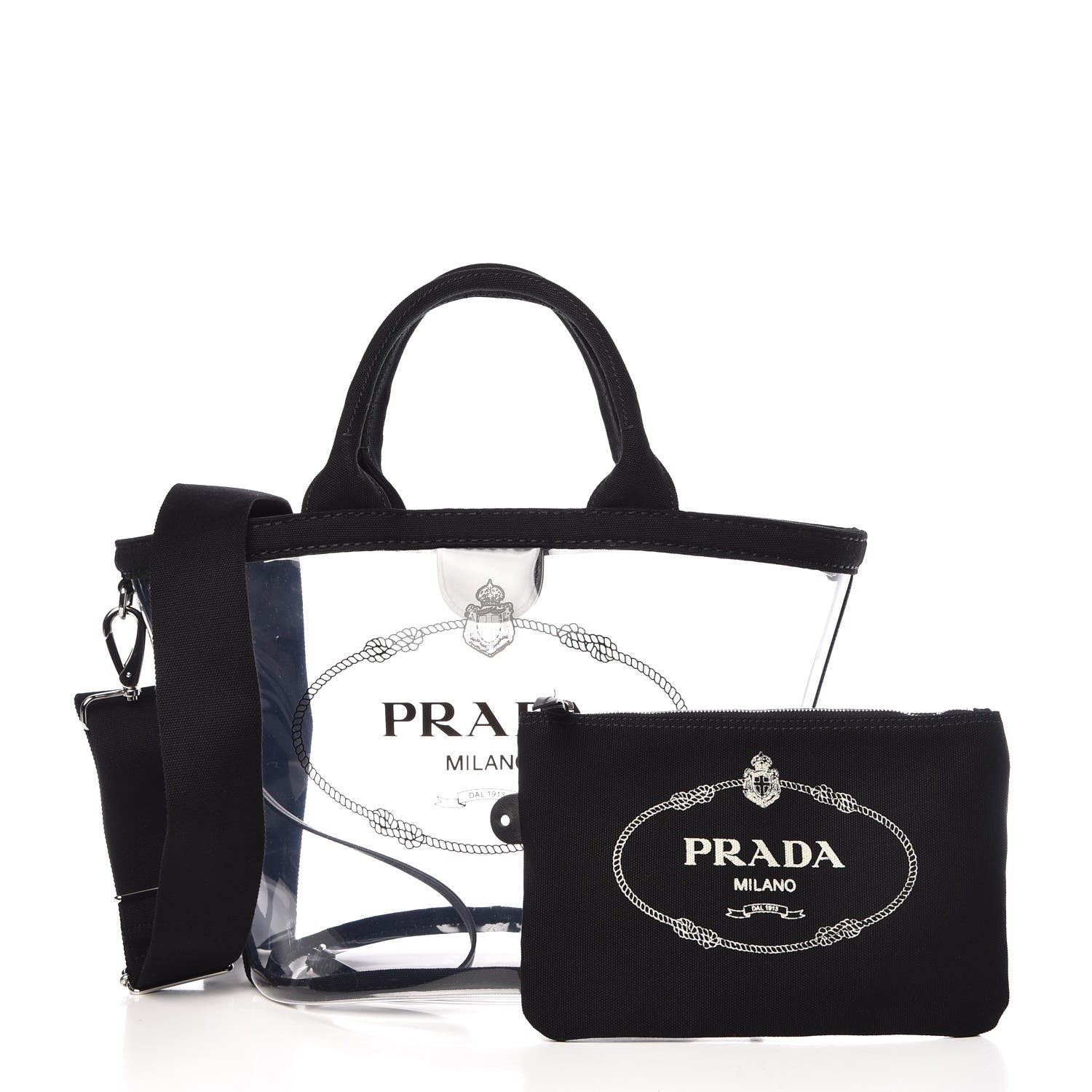 Prada Plexiglass Canapa Small Shopper Tote Black 3 of 10