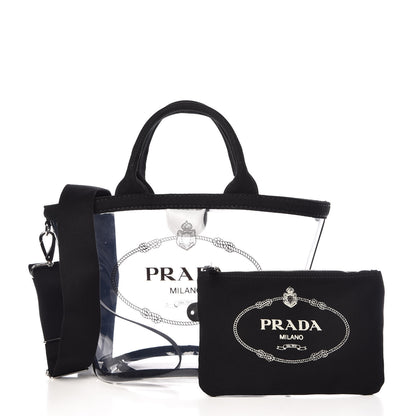 Prada Plexiglass Canapa Small Shopper Tote Black 3 of 10