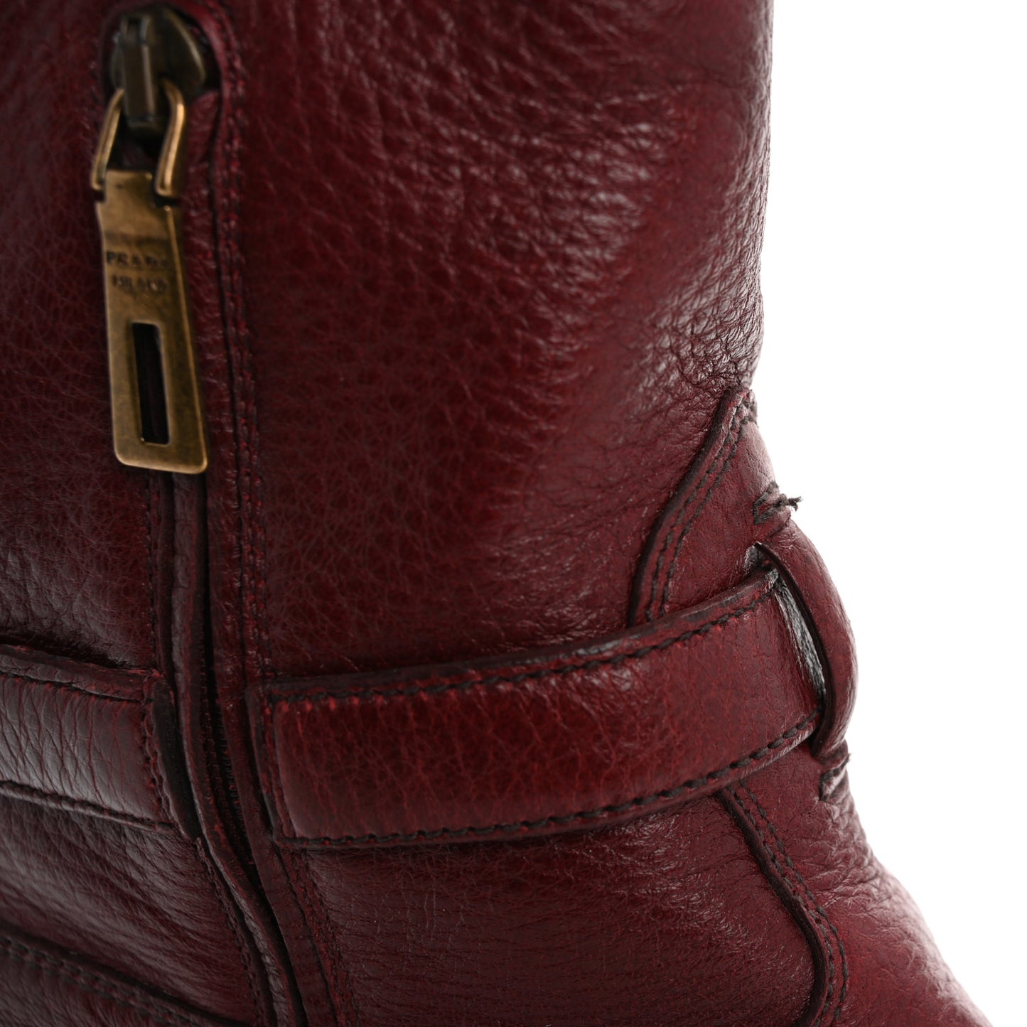 Calfskin Metal Logo Block Heel 65mm Knee Boots 39.5 Red