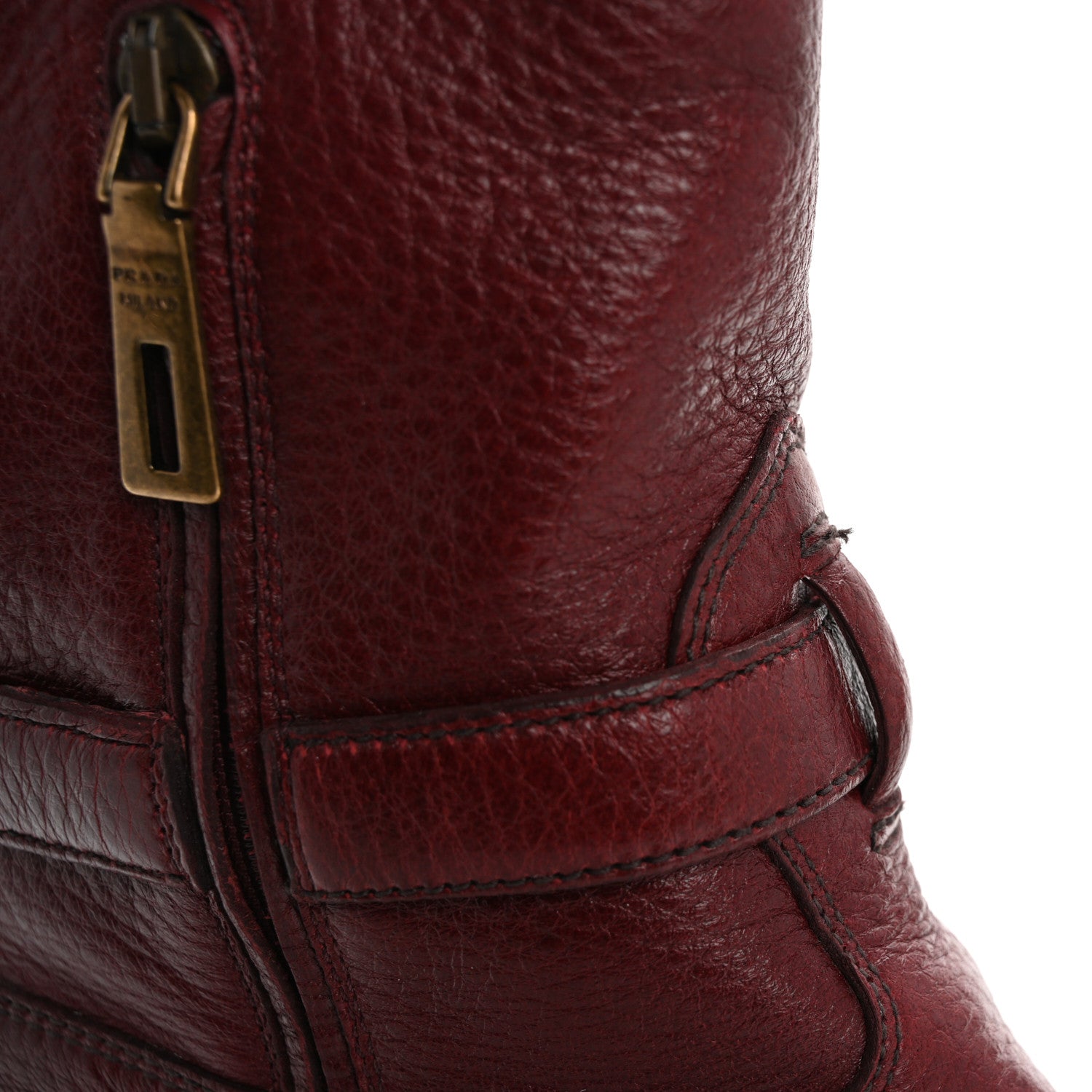 Prada Calfskin Metal Logo Block Heel 65mm Knee Boots 39.5 Red 11 of 12