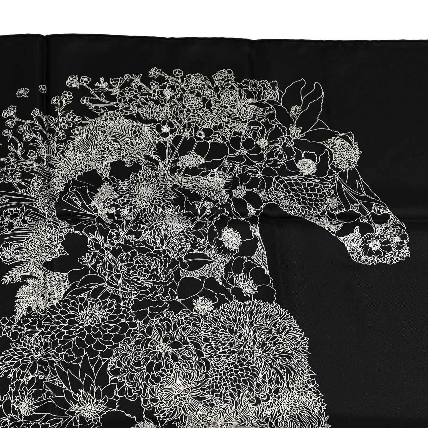 Silk Robe Legere Scarf 90 Black White